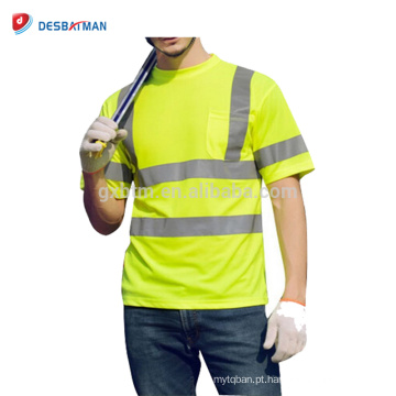 Atacado China Road Bike Segurança T-shirts Neon Amarelo Ciclismo Casacos Mens Respirável Reflective Workwear Pockets Classe 2